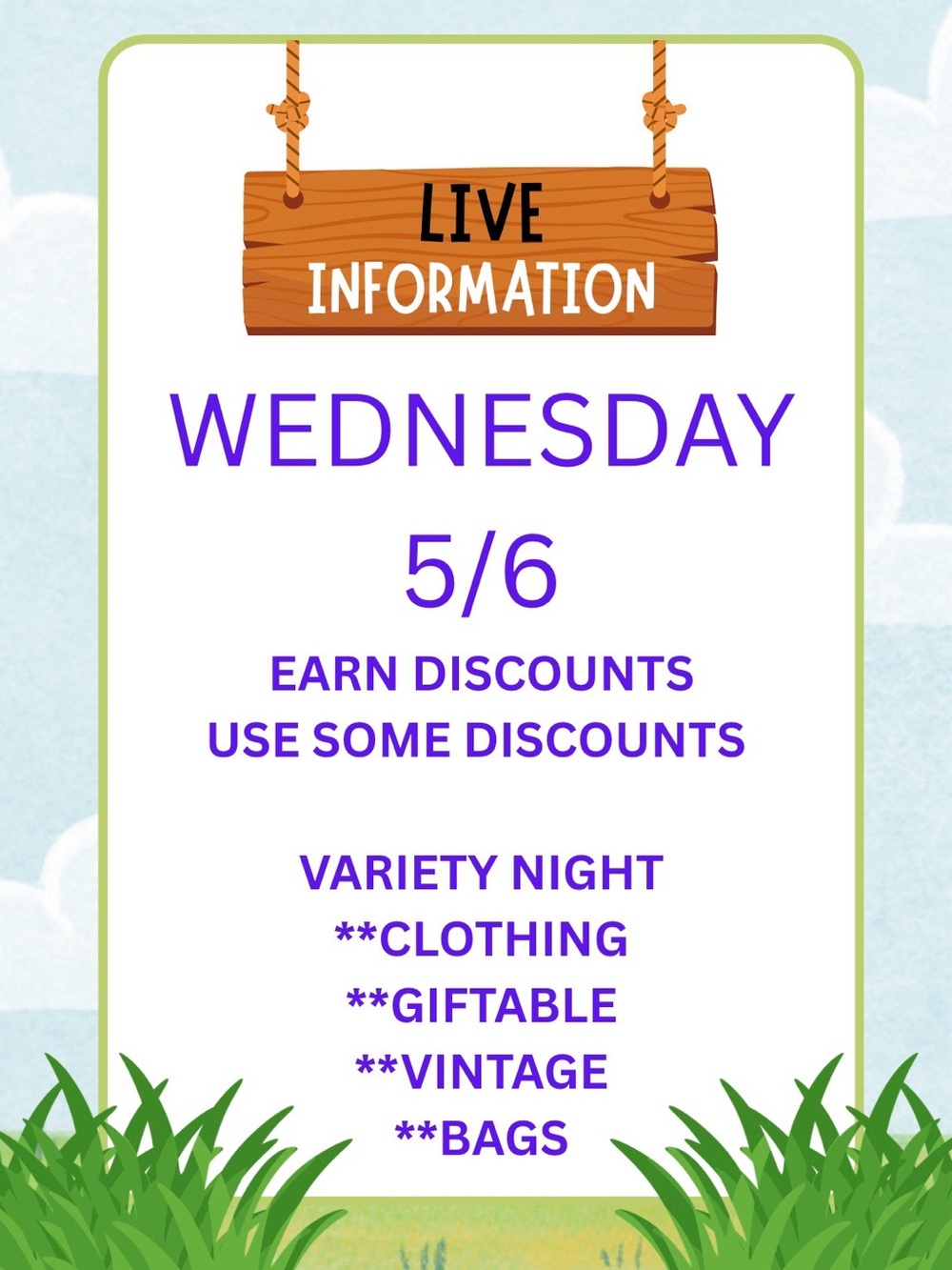 THIS LISTING IS FOR POSTING INFO DURING LIVE SHOWS & UPCOMING LIVES!